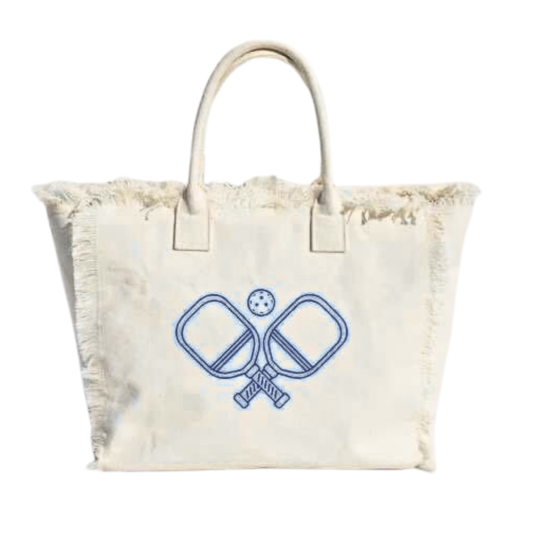 Hamptons Fringe Tote - Navy Blue