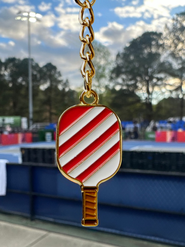 Preppy Pickleball Keychain - Pink/White