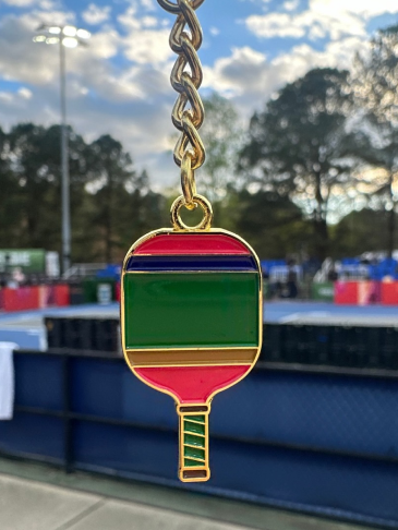 Preppy Pickleball Keychain - Green/Pink