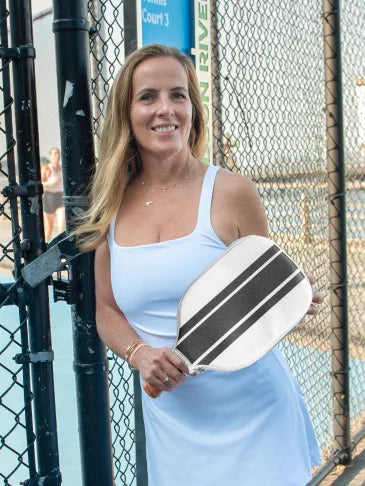 Ribbon Striped Pickleball Paddle Cover - Black/White