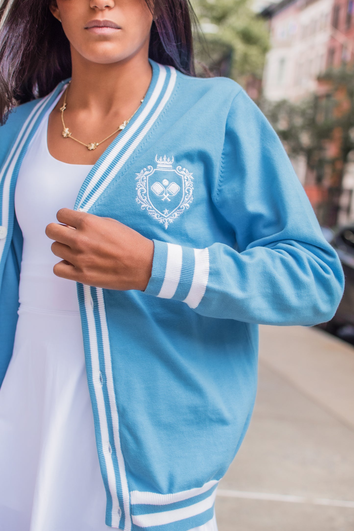 Button Down Pickleball Cardigan, Blue