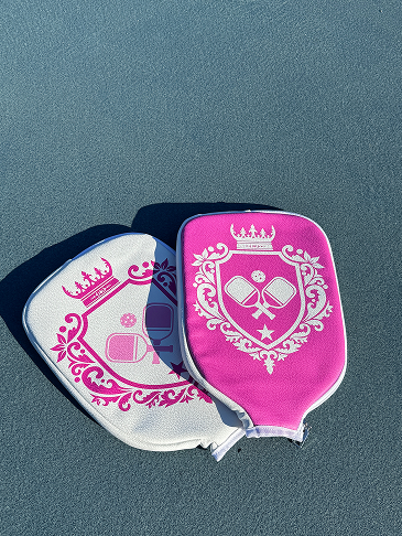 Crest Pickleball Paddle Cover - White w/ Pink