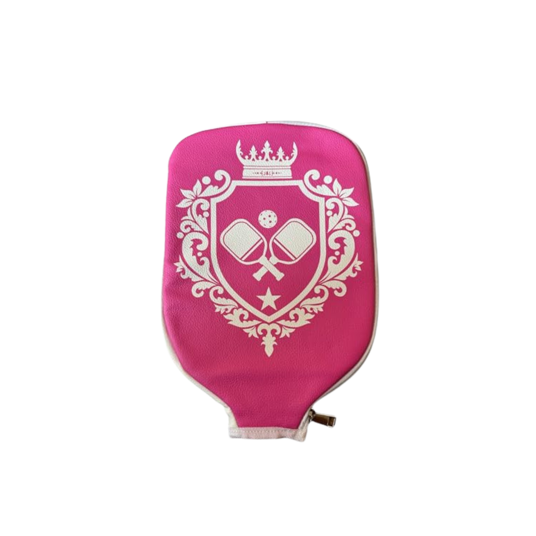Crest Pickleball Paddle Cover - Pink w/ White