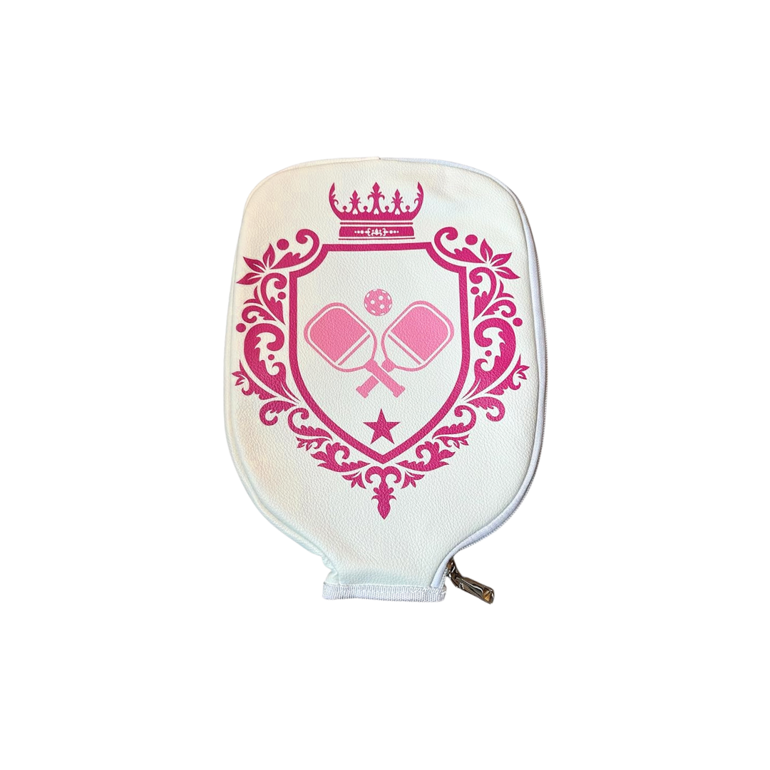 Crest Pickleball Paddle Cover - White w/ Pink