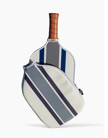 Ribbon Striped Pickleball Paddle Cover - Grey/Navy