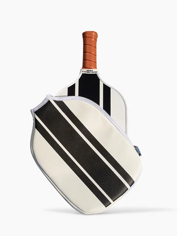 Ribbon Striped Pickleball Paddle Cover - Black/White