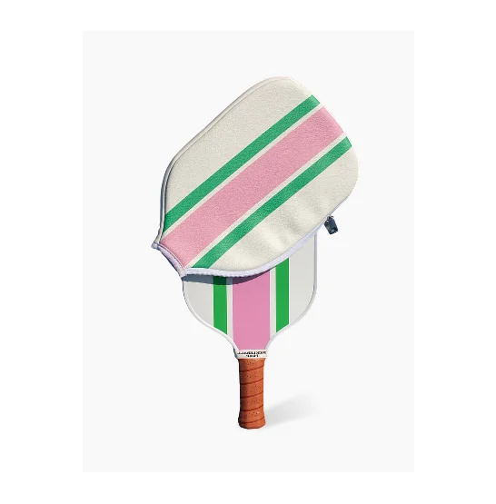 Ribbon Striped Pickleball Paddle Cover - Pink/Green