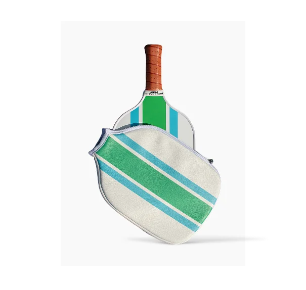 Ribbon Striped Pickleball Paddle Cover - Green/Turquoise