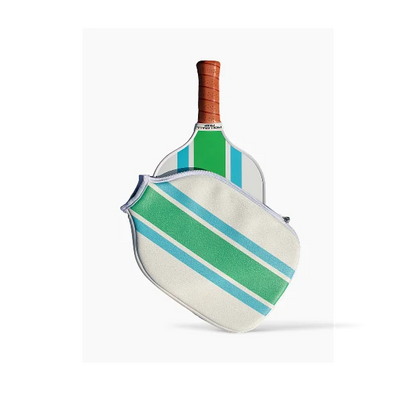 Ribbon Striped Pickleball Paddle Cover - Green/Turquoise
