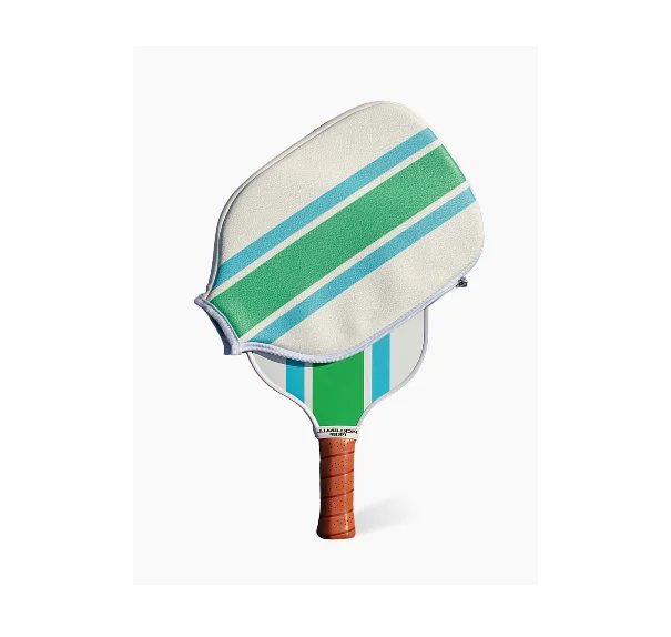 Ribbon Striped Pickleball Paddle Cover - Green/Turquoise