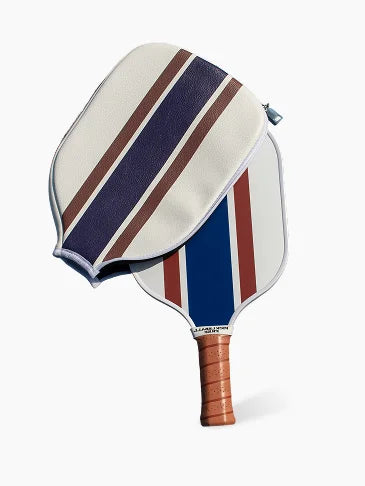 Ribbon Striped Pickleball Paddle Cover - Navy/Brown