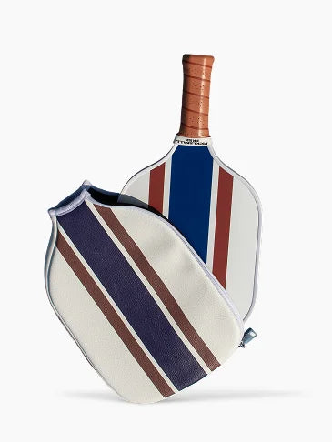 Ribbon Striped Pickleball Paddle Cover - Navy/Brown