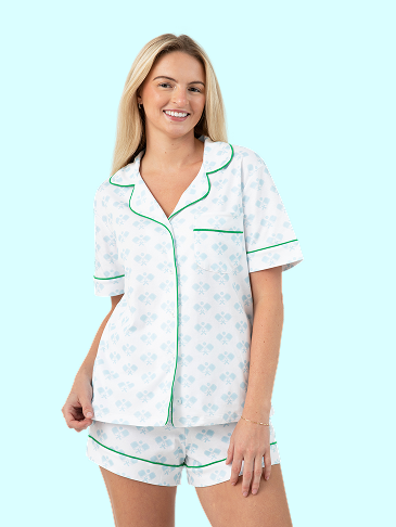Pickleball Prep Short Pajama Set - Blue